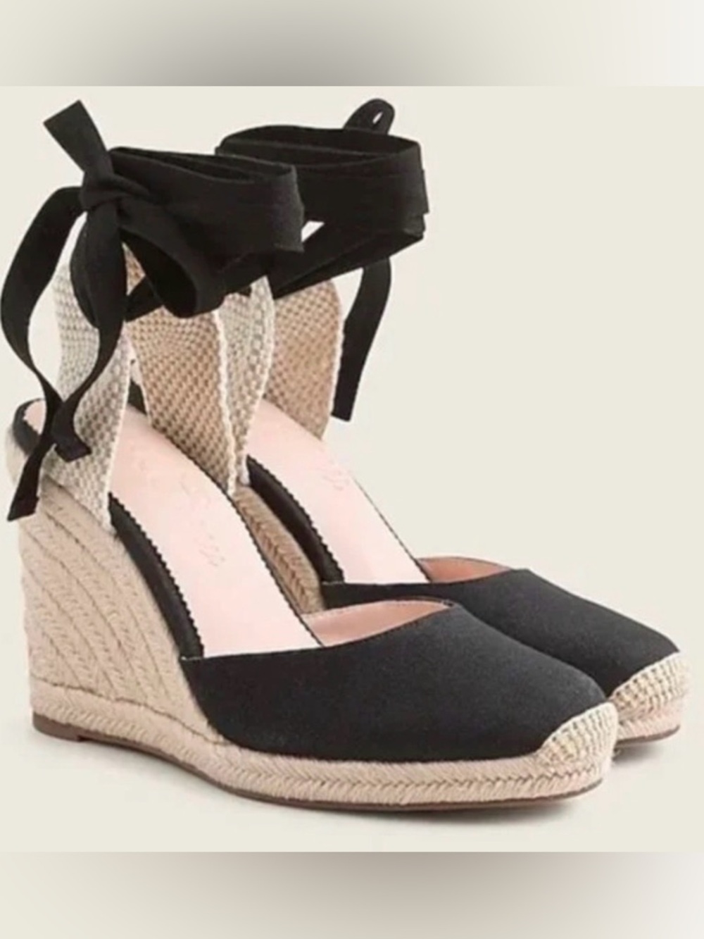 J. Crew Round Toe Canvas Espadrille Wedges
